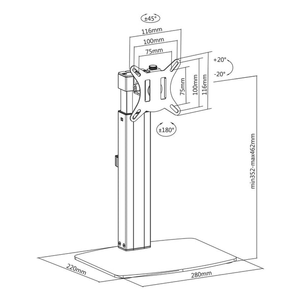 ACT AC8331 fäste och ställ till bildskärm 81,3 cm (32") Bord Svart