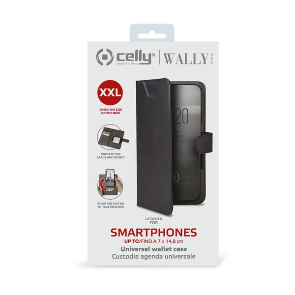 Celly Wally One XXL mobiltelefon etui 14 cm (5.5") Flipetui Sort