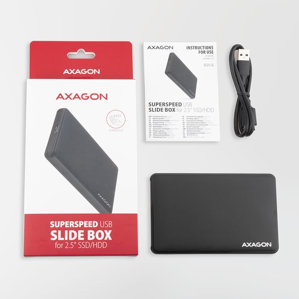 Axagon EE25-SL drevkabinet HDD/SSD kabinet Sort 2.5"