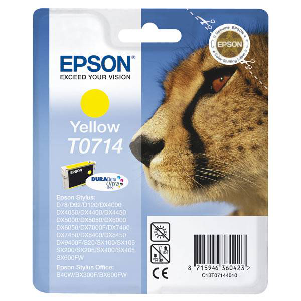 Epson Mustepatruuna Yellow T0714 DURABrite Ultra Ink