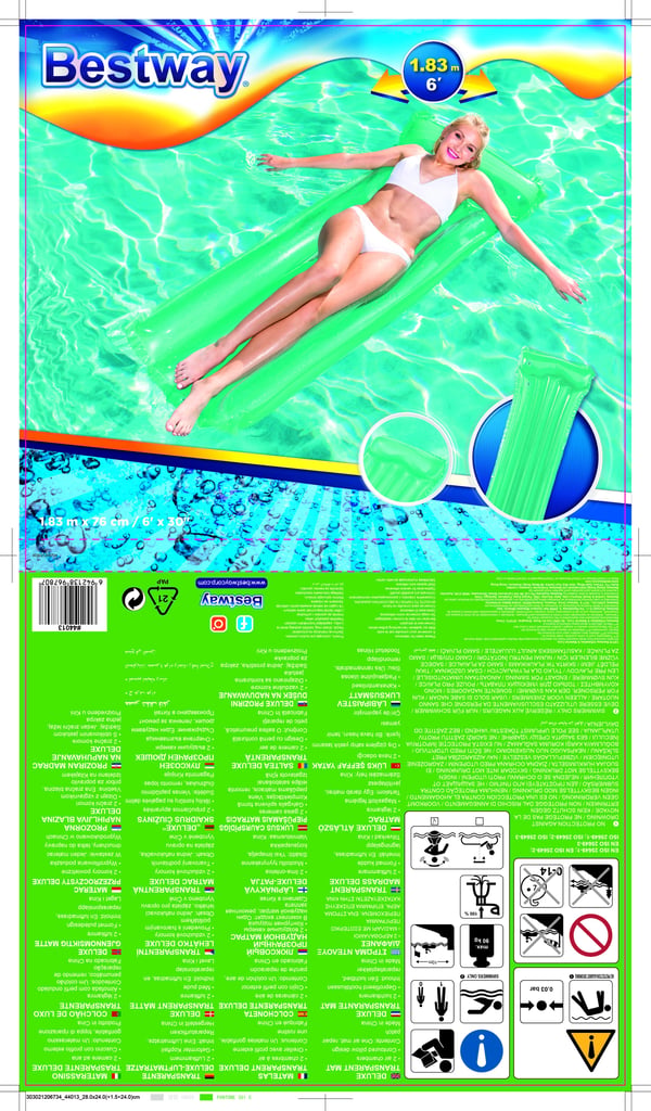 Bestway 44013 pool- och badmadrass Blå, Orange, Transparent, Gul Vinyl