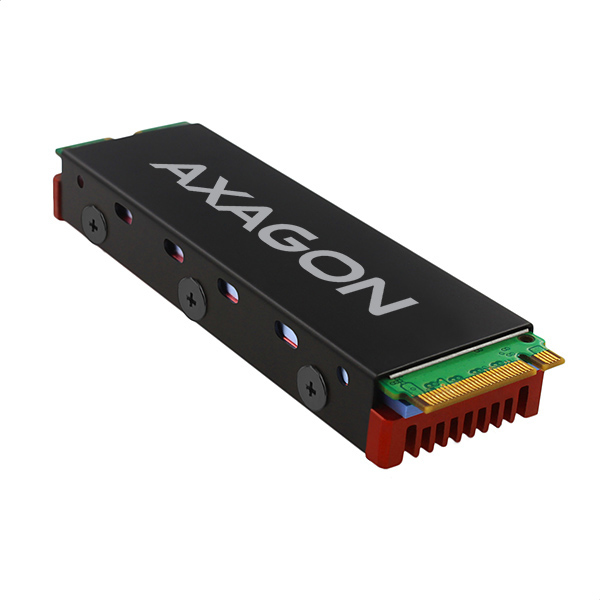 Axagon CLR-M2 kylsystem för dator M.2 NVMe SSD, Halvledardrivenhet VGA-kylare Svart, Röd 1 styck