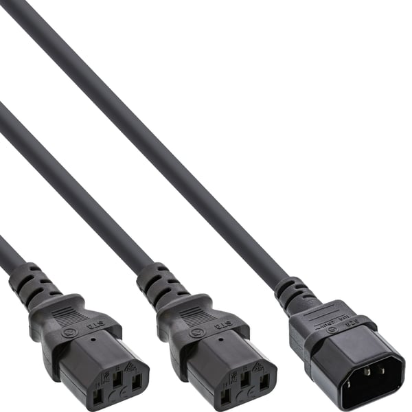 InLine 16657K strömkablar Svart 3 m C14 coupler 2 x C13-koppling InLine 16657K strömkablar Svart 3 m C14 coupler 2 x C13-koppling