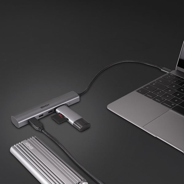 Lindy 43384 gränssnittshubbar USB Type-C 10000 Mbit/s Grå