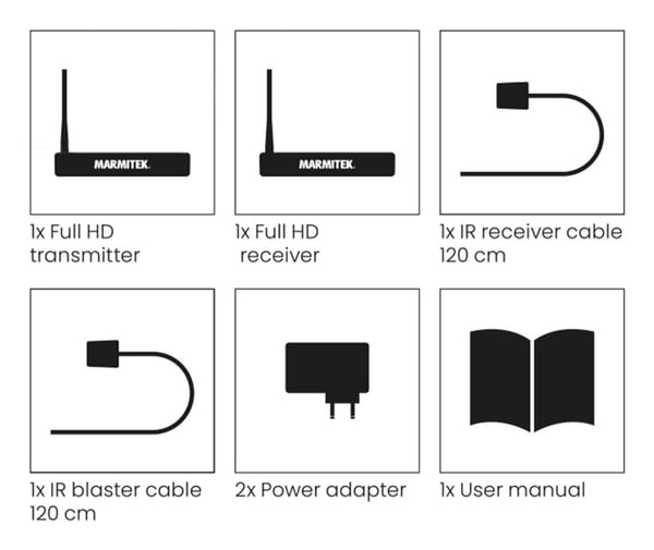 Marmitek TV Anywhere Wireless HD 2 AV-lähetin ja -vastaanotin Musta