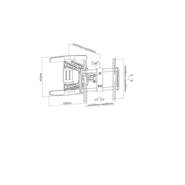Manhattan 461306 tv-beslag 139,7 cm (55") Sort, Sølv