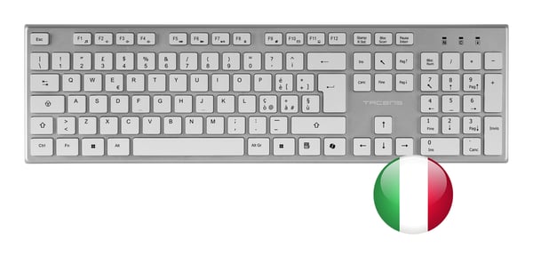 Tacens 6ZENITHWIT tastatur Mus inkluderet Hjemme/kontor RF trådløst QWERTY Italiensk Sølv, Hvid