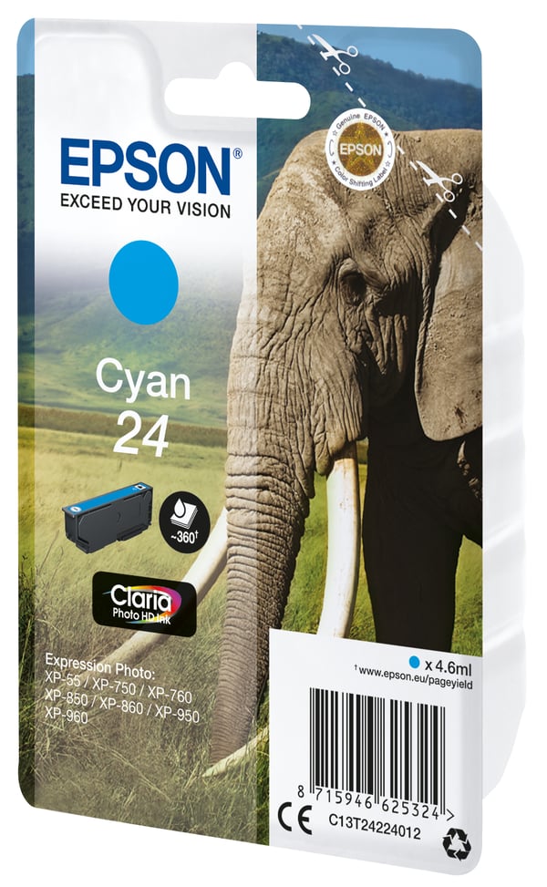 Epson Elephant 24 elefant Claria Photo HD enkeltpakke cyan blæk