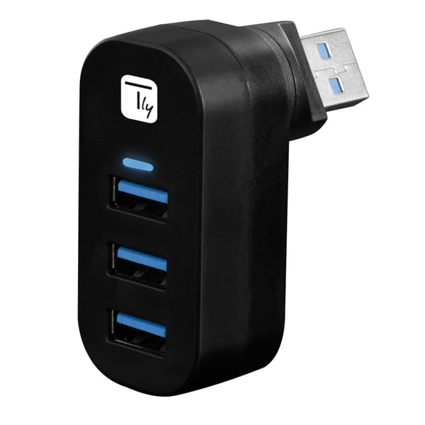 Techly IUSB3-HUB3-ROTB gränssnittshubbar USB 3.2 Gen 1 (3.1 Gen 1) Type-A 5000 Mbit/s Svart