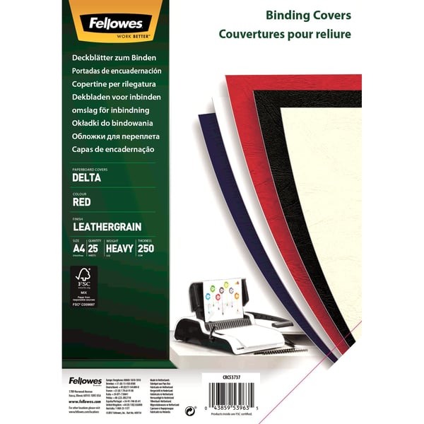 Fellowes 5373702 omslagssidor A4 papper Röd 25 styck