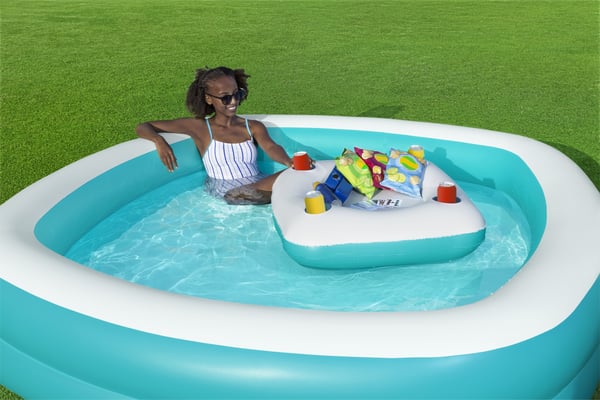 Bestway 54446 ovan mark-svimmingpooler Uppblåsbar pool Fyrkantig Blå, Vit