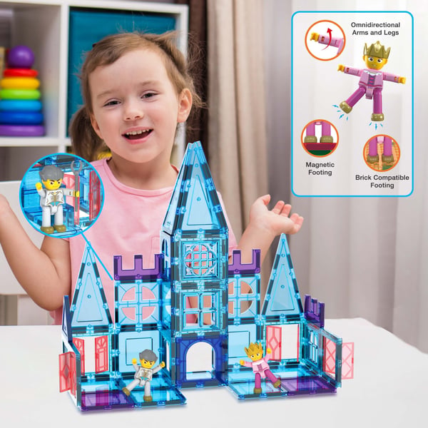 PicassoTiles 72 pc Ice Winter Theme Magnetic Tiles set