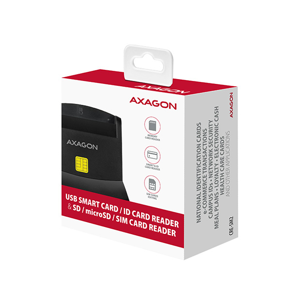 Axagon CRE-SM2 läsare smarta kort inomhus USB USB 2.0 Svart