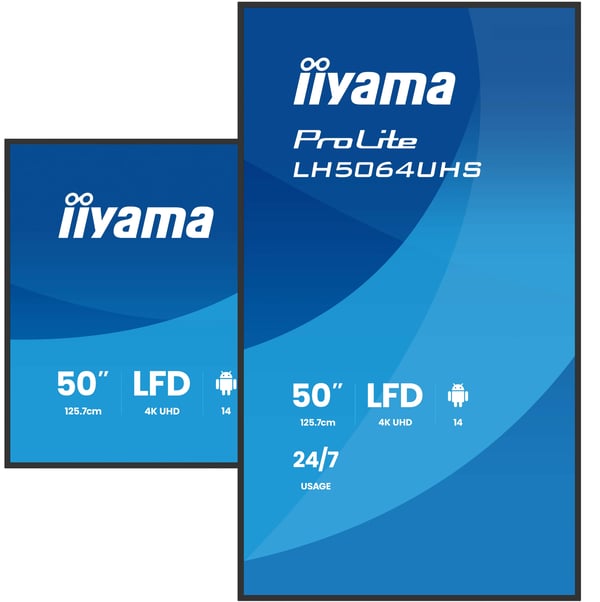 iiyama LH5064UHS-B1AG skilte display Digital fladpaneldisplay 127 cm (50") Wi-Fi 500 cd/m² 4K Ultra HD Sort Indbygget processer Android 24/7