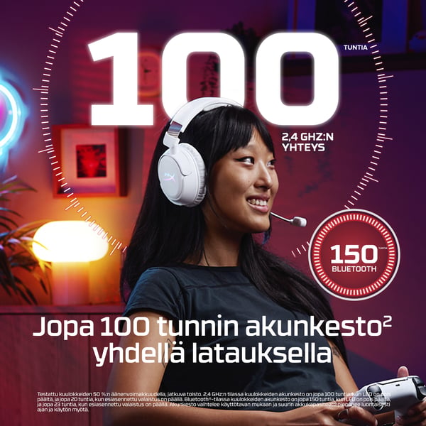 HyperX Cloud Flight 2 – langattomat pelikuulokkeet (valkoinen)