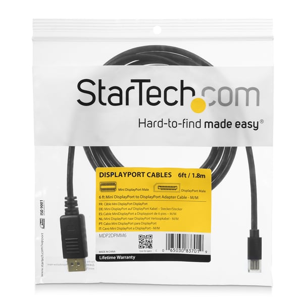 StarTech.com MDP2DPMM6 DisplayPort kabel 1,8 m Mini DisplayPort Sort