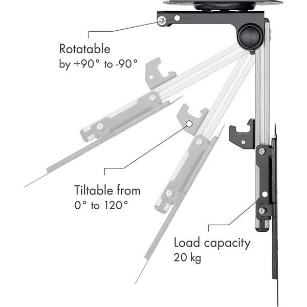 Techly ICA-CPLB 222 tv-beslag 94 cm (37") Sort, Sølv
