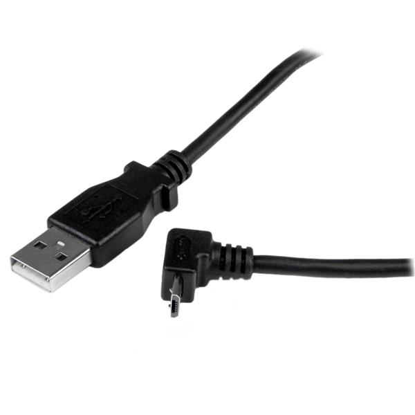 StarTech.com 2 m USB 2.0 A til Micro B-kabel med opadvinklet stik - Sort - USB A / Micro B-datakabel