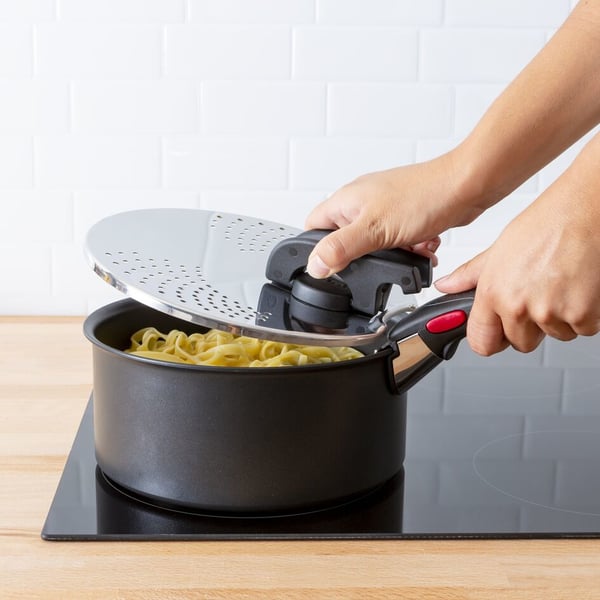 Tefal Ingenio L9829402 låg Rund Sort, Rustfrit stål