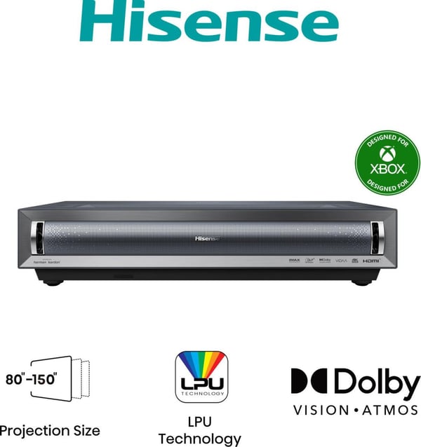 Hisense PX3 projektoritelevisio Lähietäisyysprojektori 2800 ANSI lumenia UHD 4K (3840x2160) Musta, Tummanharmaa