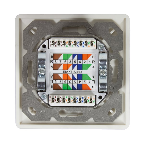 LogiLink NP0124 eluttag 2 x RJ-45 Metallisk, Vit