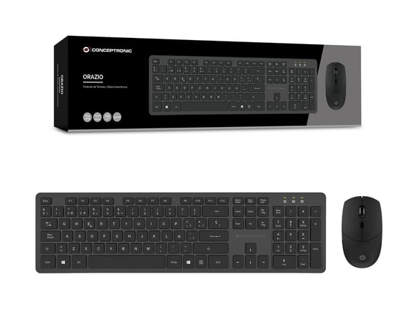 Conceptronic ORAZIO01ES tastatur Mus inkluderet Kontor RF trådløst QWERTY Spansk Sort
