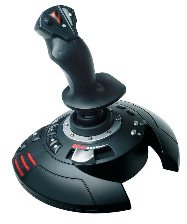 Thrustmaster T.Flight Stick X Musta, Punainen, Hopea USB Ohjaussauva Analoginen PC, Playstation 3