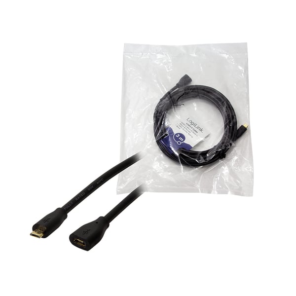 LogiLink CU0124 USB-kabel USB 2.0 3 m Micro-USB B 0,48 Gbit/sek. Sort