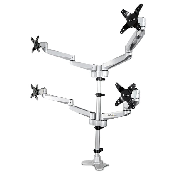 StarTech.com ARMQUADPS skærmbeslag og -stativer 68,6 cm (27") Skrivebord Sølv