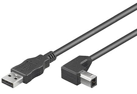 Microconnect USBAB3ANGLED USB-kabel USB 2.0 3 m USB A USB B Sort