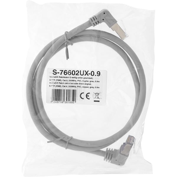 InLine S-76602U-0.9 netværkskabel Grå 0,9 m Cat6 S/FTP (S-STP) Rund