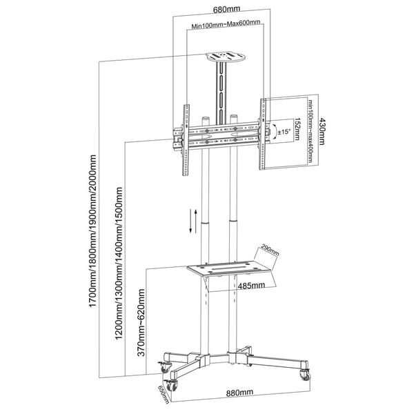Techly ICA-TR216T tv-beslag 177,8 cm (70") Sort