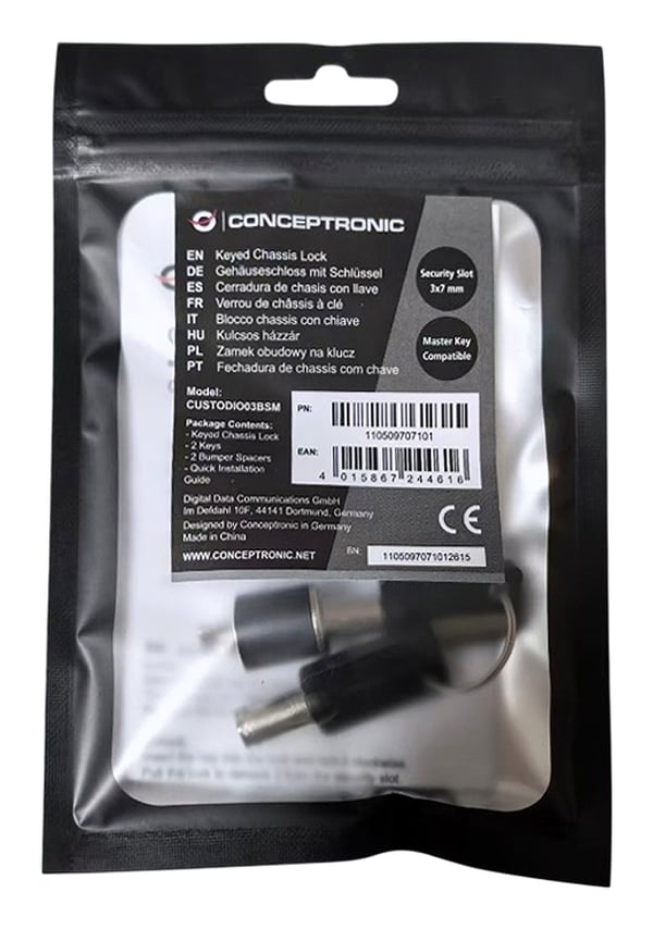 Conceptronic CUSTODIO03BSM kaapelilukko Musta