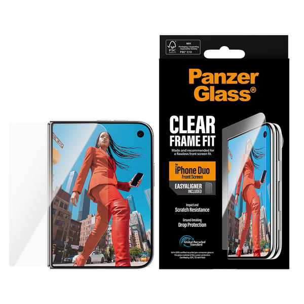 PanzerGlass ® Frontskærm Skærmbeskyttelse iPhone Duo | RammeFit m. EasyAligner