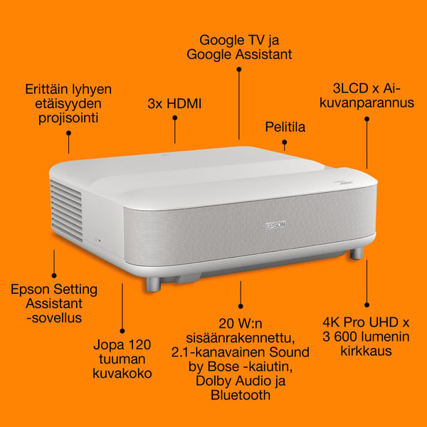 Epson Lifestudio Grand EH-LS670W – timantinvalkoinen