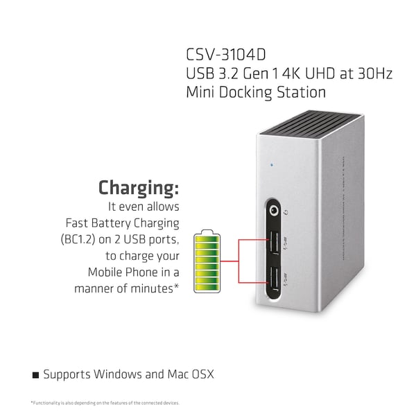 CLUB3D SenseVision USB 3.0 4K UHD Mini Docking Station