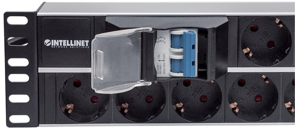 Intellinet 714051 strømforsyningsenhed (PDU) 15 AC stikkontakt(er) 2U Aluminium, Sort