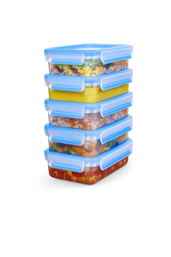 Tefal MasterSeal N10307 Rektangulär Låda 0,8 l Blå, Transparent 5 styck