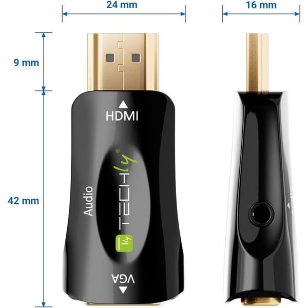 Techly IDATA HDMI-VGA2MABT2 videosignalomvandlare Passiv videokonverterare 1920 x 1080 pixlar