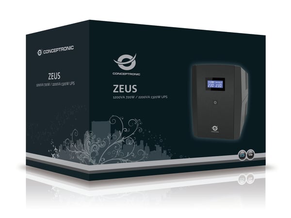 Conceptronic ZEUS04EM UPS-enhed Interaktivt indgangsstik 2,2 kVA 1320 W 5 AC stikkontakt(er)