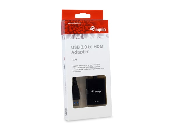 Equip 133385 USB grafisk adapter 1920 x 1080 pixel Sort