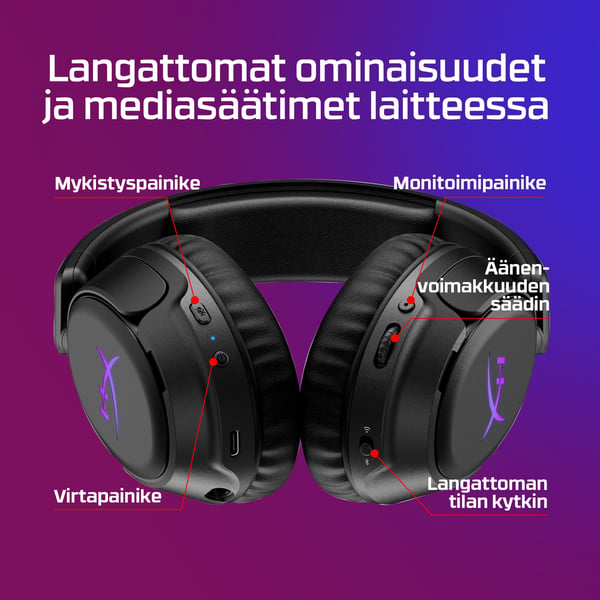 HyperX Cloud Flight 2 – langattomat pelikuulokkeet (musta)