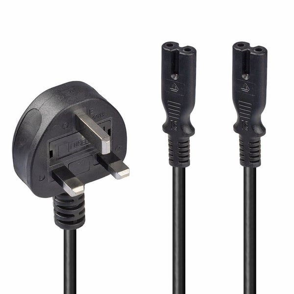 Lindy 30372 el-ledning Sort 2,5 m Strømstik type G 2 x C7 coupler