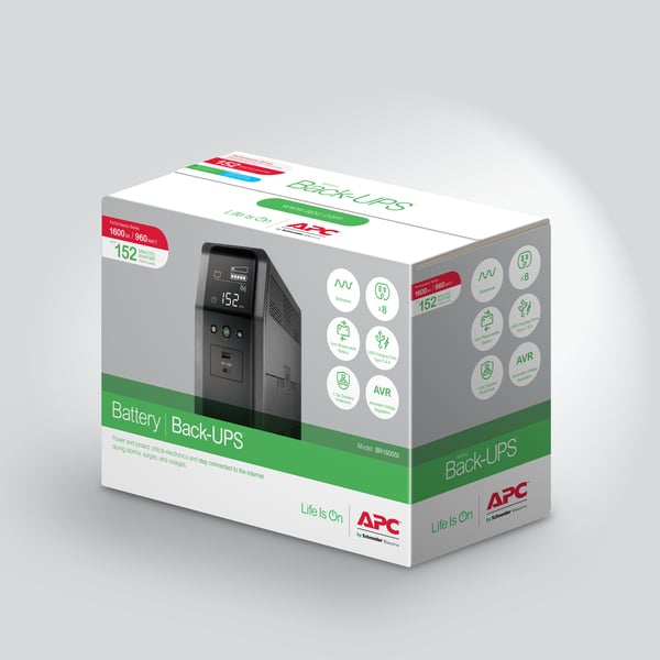 APC BR1600SI UPS-enhed Interaktivt indgangsstik 1,6 kVA 960 W 8 AC stikkontakt(er)