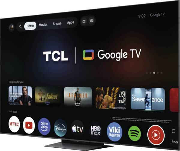 TCL 75C89L tv 190,5 cm (75") 4K Ultra HD Älytelevisio Musta 5500 cd/m²