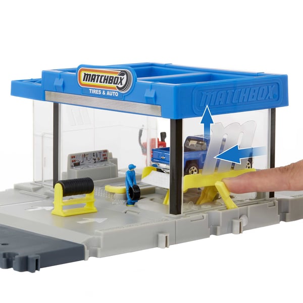 Matchbox Action Drivers Auto Shop lelupakkaus, jossa 1leluauto