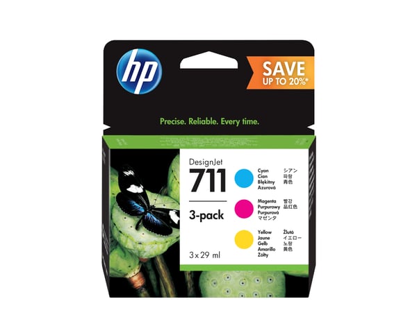 HP 711 3-pack 29 ml cyan/magenta/gul DesignJet bläckpatroner