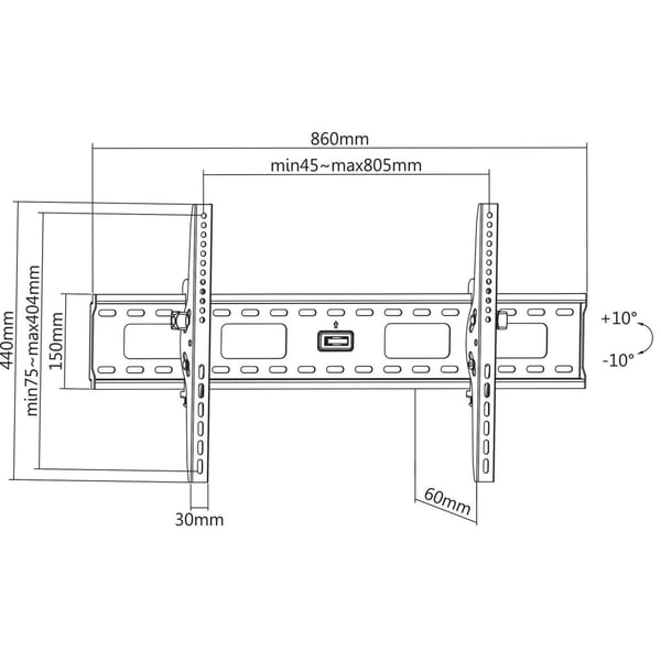 Manhattan 423830 TV-kiinnike 2,16 m (85") Musta