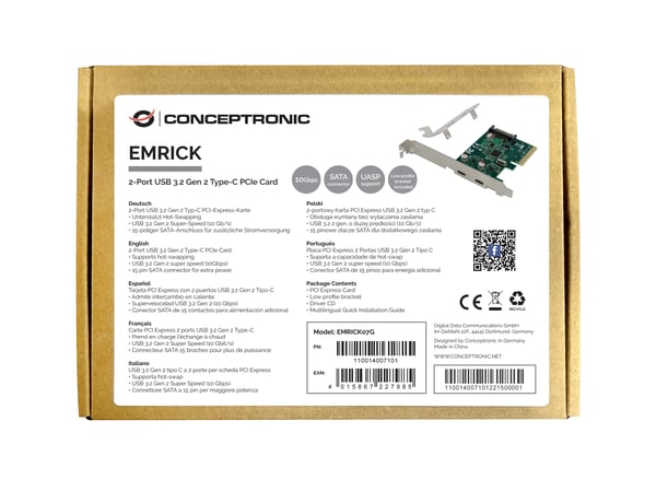 Conceptronic EMRICK07G nätverkskort/adapters Intern USB 3.2 Gen 2 (3.1 Gen 2)