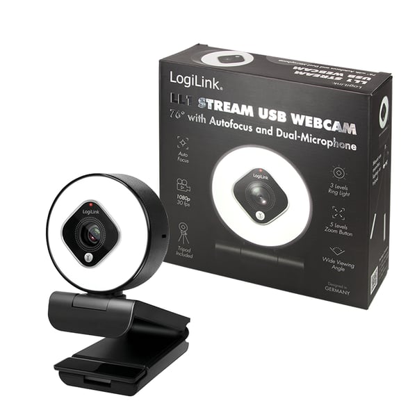LogiLink UA0384 verkkokamera 2 MP 1920 x 1080 pikseliä USB 2.0 Musta, Valkoinen